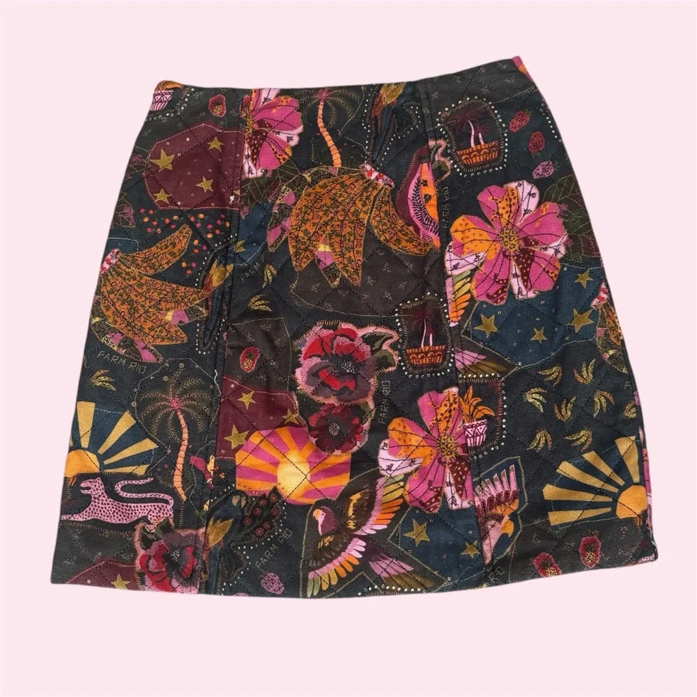 NWT Anthropologie Farm Rio Quilted Skirt, Leopard Motif, Size Small - Picture 2 of 3